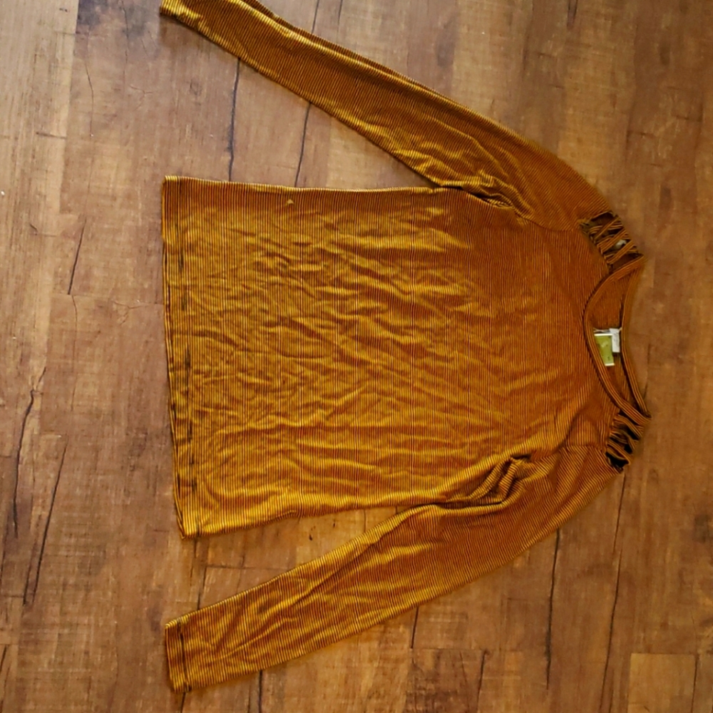 Essentials by Poof Yellow and Black Striped Shirt